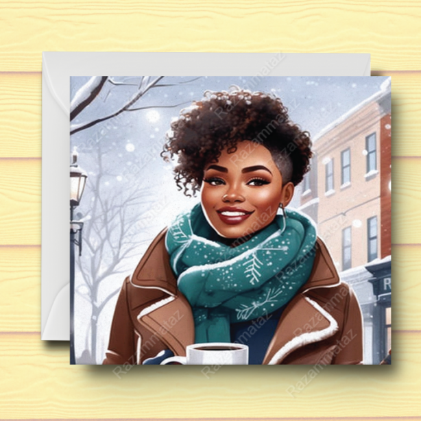 Black Woman P Christmas Card